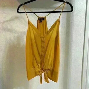 Bebe 100% silk yellow tank